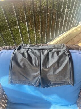 Women’s Black Faux Leather Bike Shorts